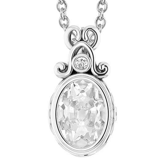 Round & Oval Old Cut Real Diamond Pendant Slide Bezel Set 2 Stone 5.50 Ct.