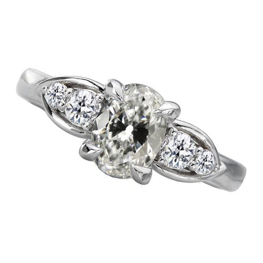 Round & Oval Old Mine Cut Genuine Diamond Ring Women's Jewelry 5.50 Carats