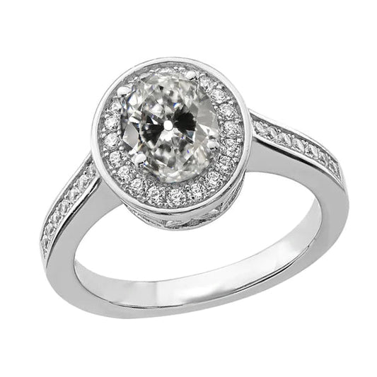 Round & Oval Old Mine Cut Halo Natural Diamond  Ring With Accents Jewelry 3.50 Carats Gold