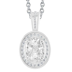 Round & Oval Old Miner Halo Natural Diamond Pendant 6 Carats Gold 14K