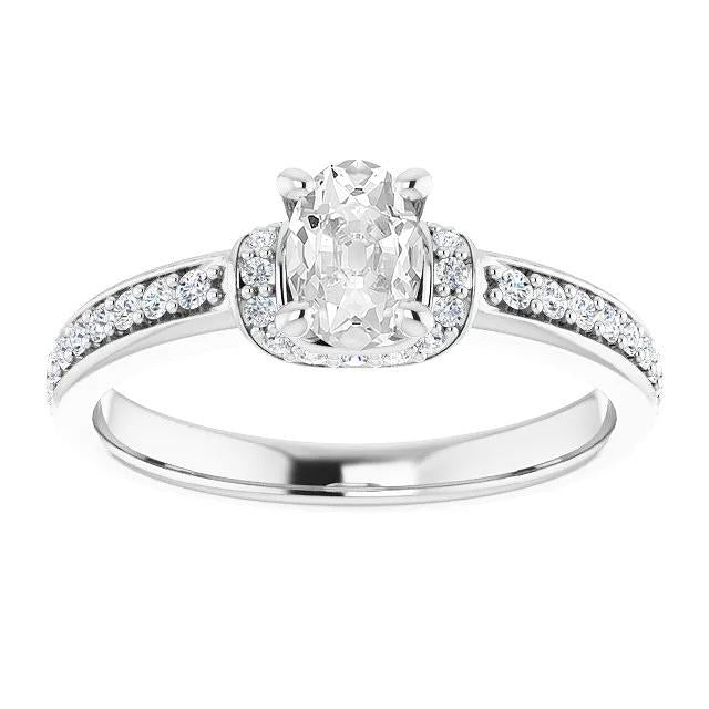 Round & Oval Old Miner Natural Diamond Ring With Accents Prong Set 4.75 Carats