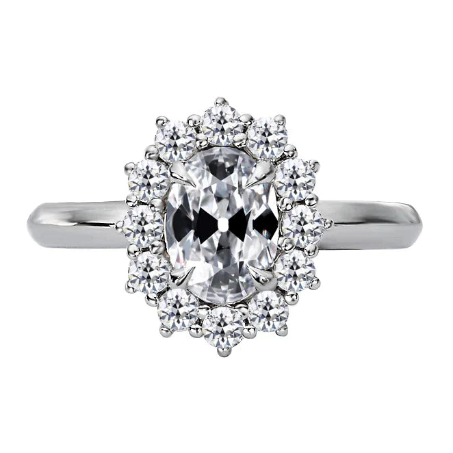 Round & Oval Old Miner Real  Diamond Halo Ring Flower Style 4.50 Carats