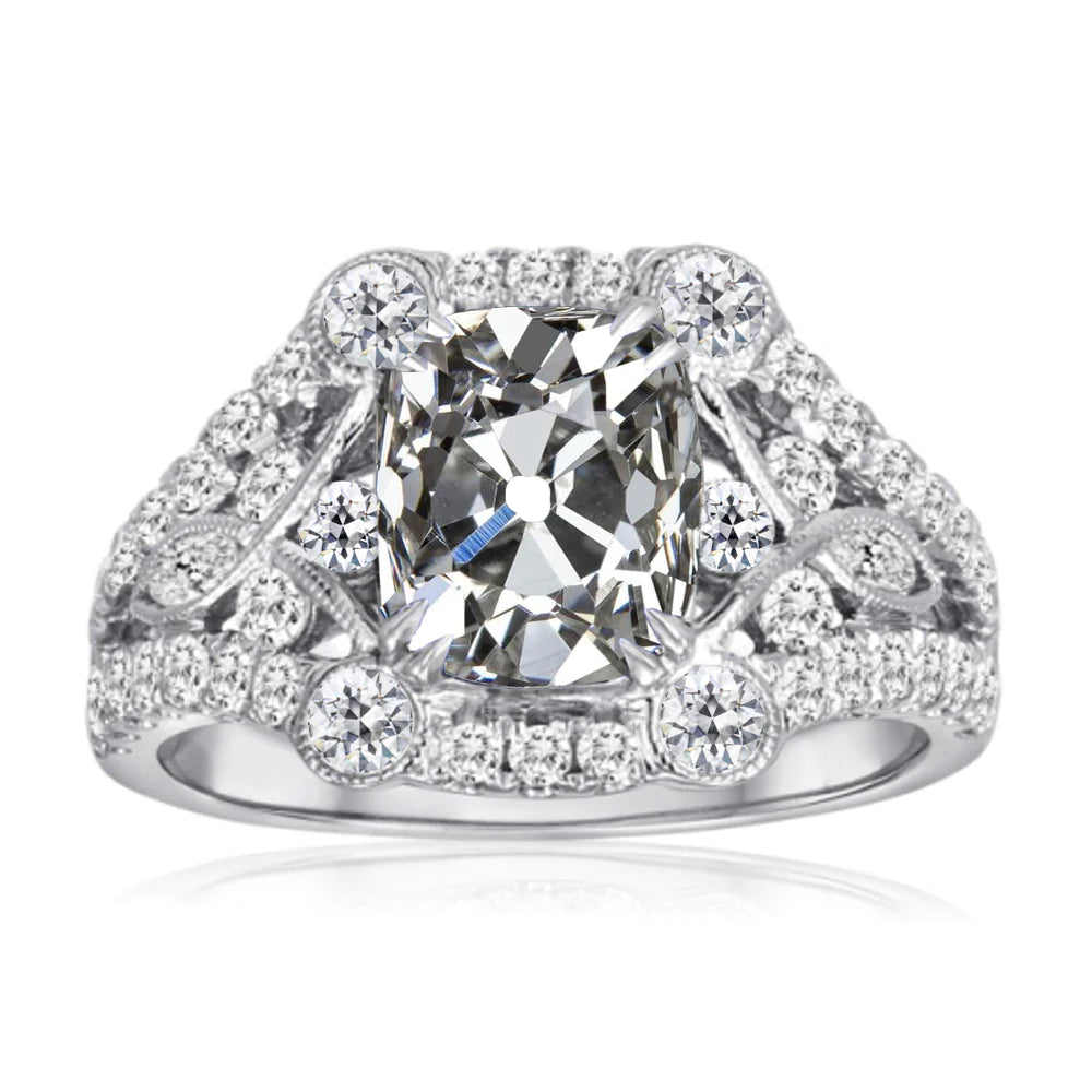 Round & Oval Real Diamond Old Mine Cut Fancy Anniversary Ring 7.50 Carats