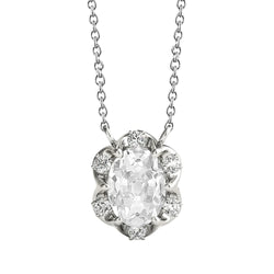 Round & Oval Old Miner Halo Real Natural Earth Mined Diamond Pendant 4.50 Ct Flower Style