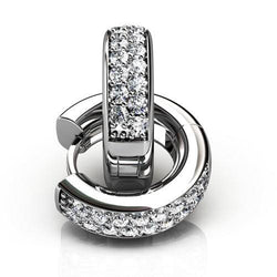 Round Pave Set Natural Diamond Women Hoop Earring White Gold 4.80 Carats