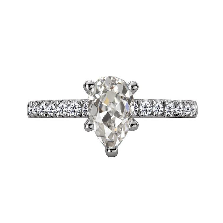 Round & Pear Old Cut Genuine Diamond Anniversary Ring 5 Prong Set 4 Carats