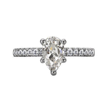 Round & Pear Old Cut Genuine Diamond Anniversary Ring 5 Prong Set 4 Carats