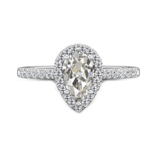 Round & Pear Old Mine Cut Natural Diamond Halo Wedding Ring 4 Carats