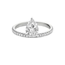 Round & Pear Old Mine Cut Real Diamond Ring With Accents 3 Carats