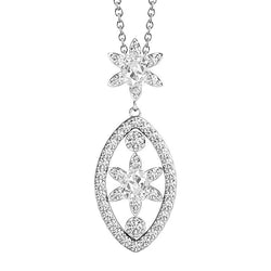 Round & Pear Old Mine Natural Earth Mined Diamond Pendant 4 Carats With Chain Flower Style