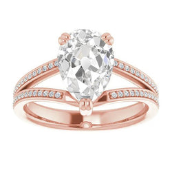 Round & Pear Old Miner Genuine Diamond Wedding Ring Split Shank 6.50 Carats