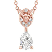 Round & Pear Old Miner Real Diamond Pendant 3.50 Carats Rose Gold 14K