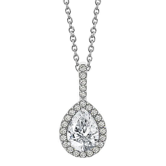 Round & Pear Real Diamond Pendant Necklace Without Chain 1.75 Carat WG 14K