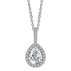 Round & Pear Real Diamond Pendant Necklace Without Chain 1.75 Carat WG 14K