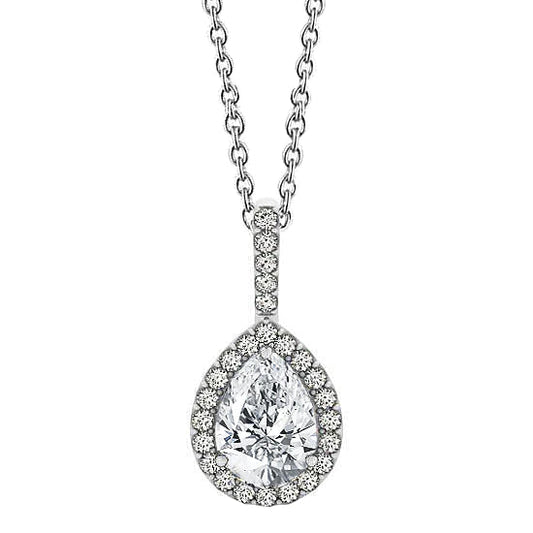 Round & Pear Real Diamond Pendant Necklace Without Chain 1.75 Carat WG 14K