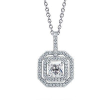 Round & Princess Cut Natural Diamond Necklace Pendant 2.10 Carats White Gold