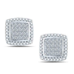 Round & Princess Genuine Diamond Stud Earring Solid Gold Jewelry 3.76 Carats