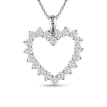 Round Prong Set Real Diamond Heart Pendant 5 Carats White Gold 14K