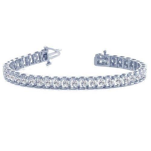 Round Prong Set Real Diamond Tennis Bracelet Solid Gold Women Jewelry 8 Ct