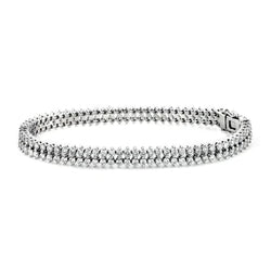 Round Prong Setting Real Diamond Tennis Bracelet 14 Carats White Gold 14K