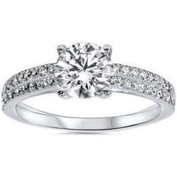 Round Real Brilliant Cut 3.20 Ct. Diamond Engagement Ring 14K Gold