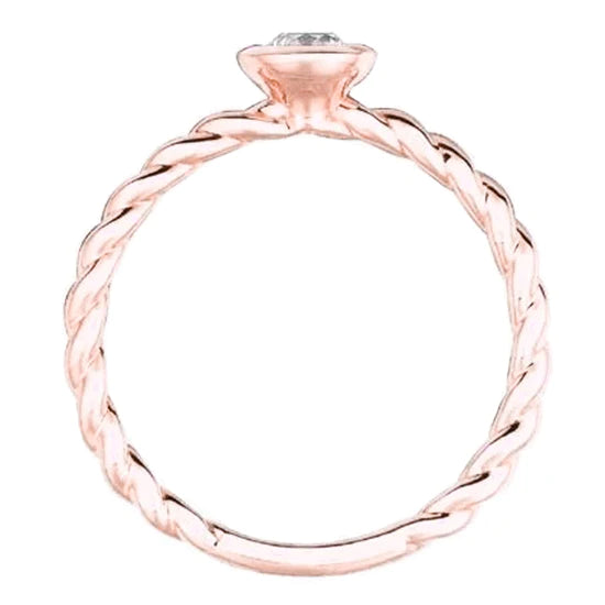 Round Real Diamond 0.30 Carats Solitaire Ring Rose Gold 14K Jewelry