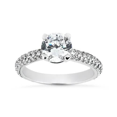 Round Real Diamond 1.52 Carat Engagement Anniversary Ring White Gold 14K