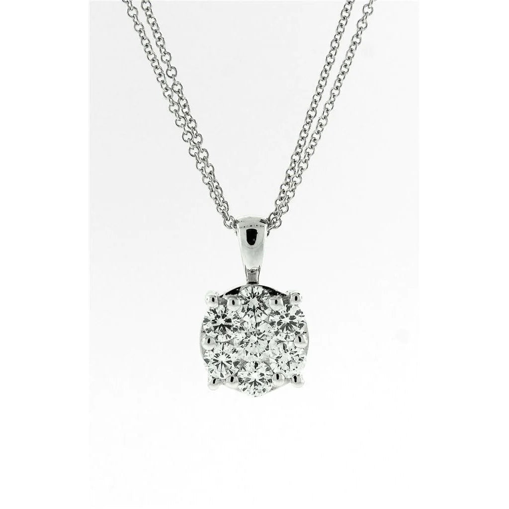 Round Real Diamond 3.75 Ct Pendant Necklace White Gold 14K