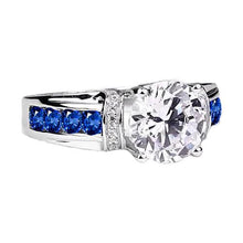 Round Diamond Accented Blue Sapphire Stones Ring 3 Carats