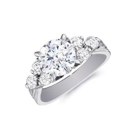 Round Real Diamond Anniversary Ring 2.60 Carats White Gold 14K Women