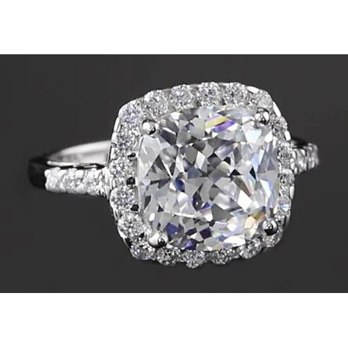 Round Real Diamond Anniversary Ring 5 Carats Halo Setting