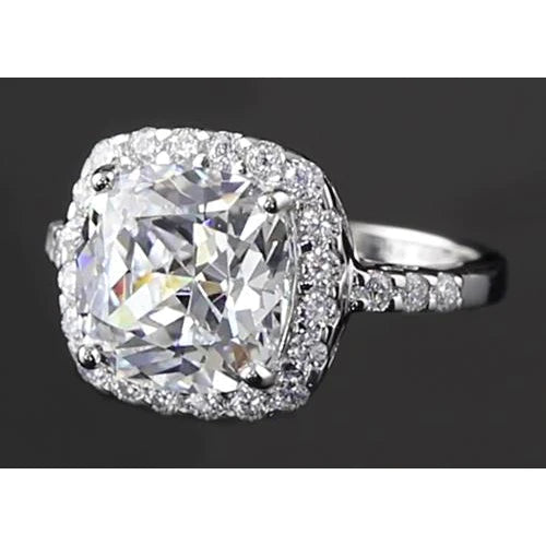 Round Real Diamond Anniversary Ring 5 Carats Halo Setting