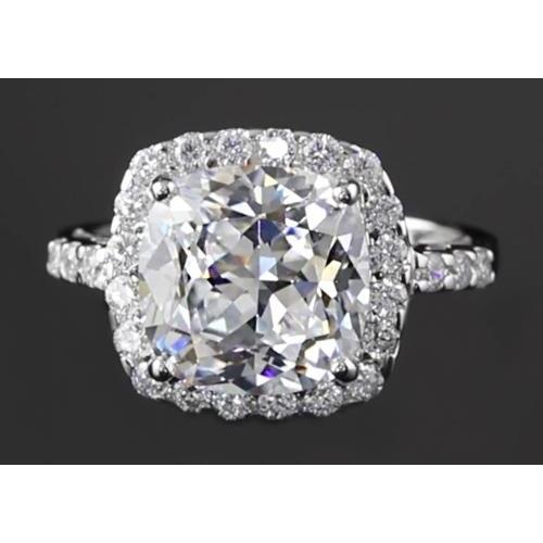 Round Real Diamond Anniversary Ring 5 Carats Halo Setting