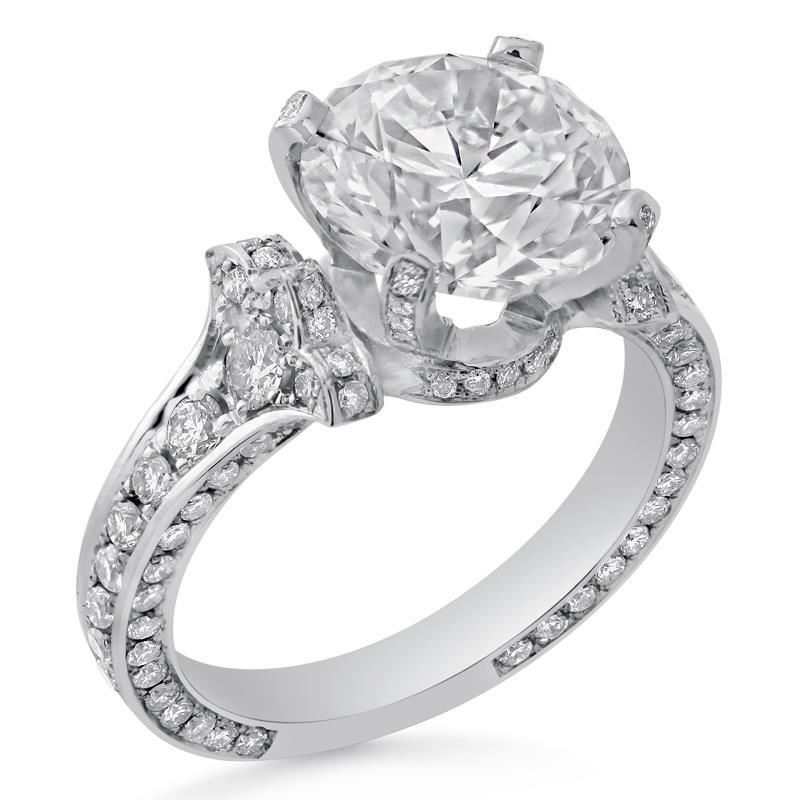 natural round diamond 4.75ct ring front view