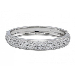 Round Real Natural Earth Mined Diamond Bangle 12 Carats White Gold Jewellery
