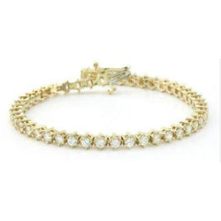 Round Real Diamond Basic Tennis Bracelet 8.28 Carats 14K Yellow Gold