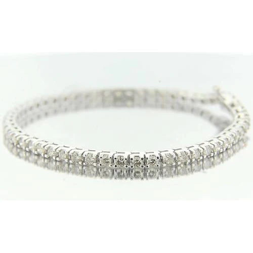 Round Real Diamond Bracelet Prong Set 5.40 Carats White Gold