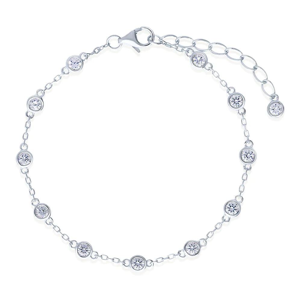 Round Real Diamond By The Yard White Gold 14K Chain Bracelet 3 Ct