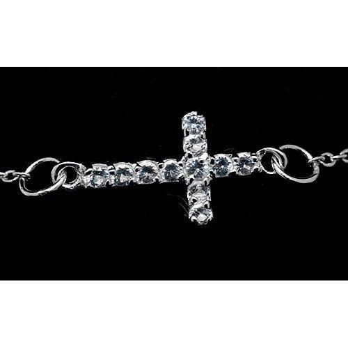 Round Real Diamond Cross Bracelet 3.30 Carats White Gold Jewelry New