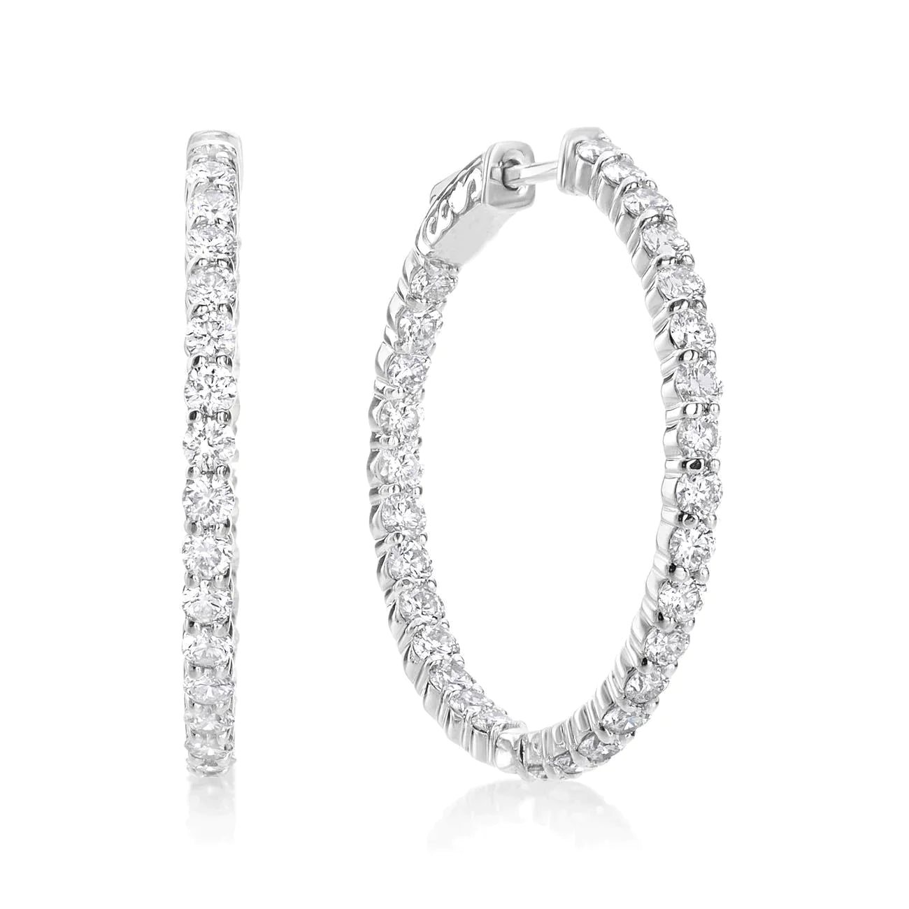 Round Real Diamond Earrings 6 Carat Hoop