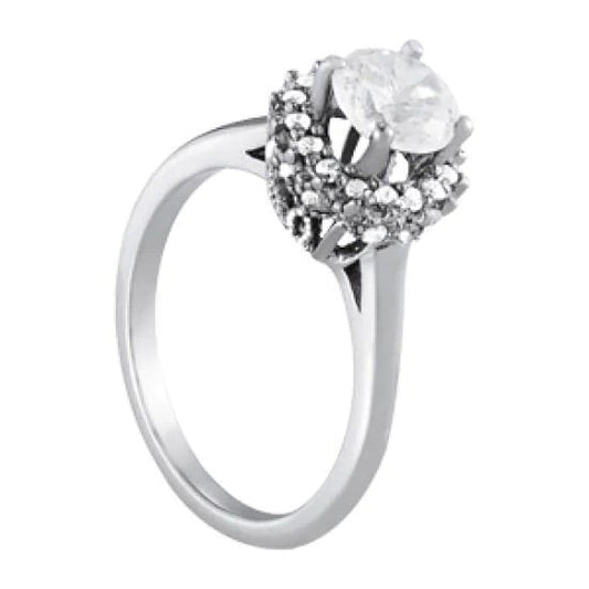 Round Real Diamond Engagement Fancy Ring 1.25 Carat Prong Setting WG 14K