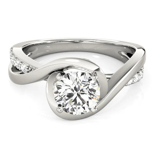 Round Real Diamond Engagement Ring 1.30 Carats Twisted Shank