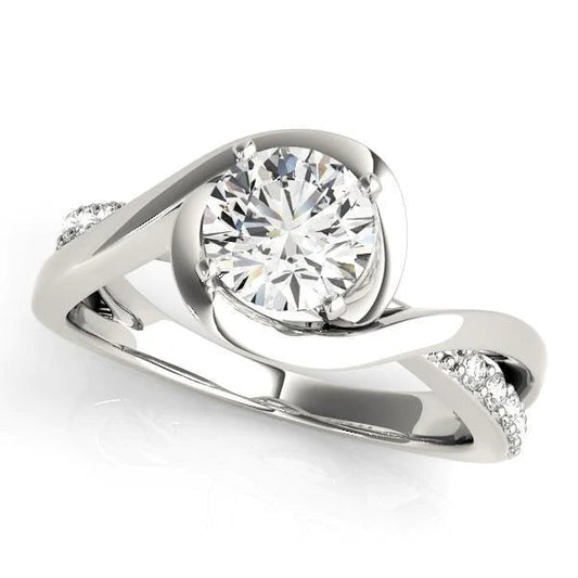 Round Real Diamond Engagement Ring 1.30 Carats Twisted Shank