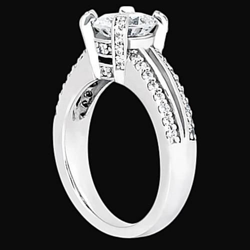 Round Real Diamond Engagement Ring 1.45 Carat Basket Setting Jewelry WG