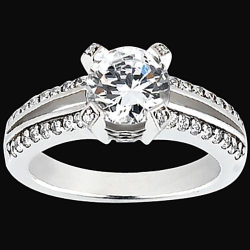 Round Real Diamond Engagement Ring 1.45 Carat Basket Setting Jewelry WG