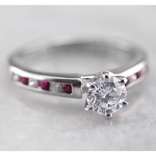 Round Diamond Engagement Ring 1.50 Carats White Gold 14K Channel Set