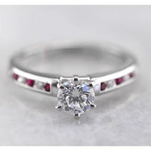 Round Natural Earth Mined Diamond Engagement Ring 1.50 Carats White Gold 14K Channel Set