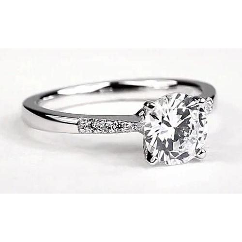 Round Real Diamond Engagement Ring 