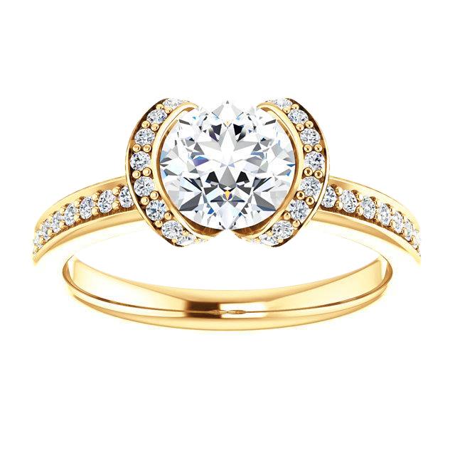 Round Real Diamond Engagement Ring 1.86 Carats Yellow Gold 14K Jewelry New
