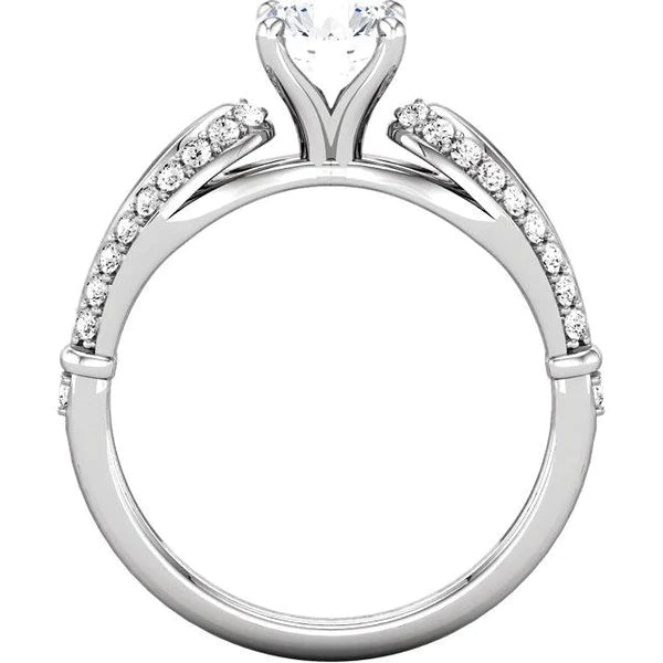 Round Real Diamond Engagement Ring 1.91 Carats White Gold 14K